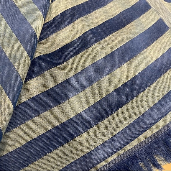 Talbots Blue Teal Dots & Stripes Scarf - Picture 3 of 7